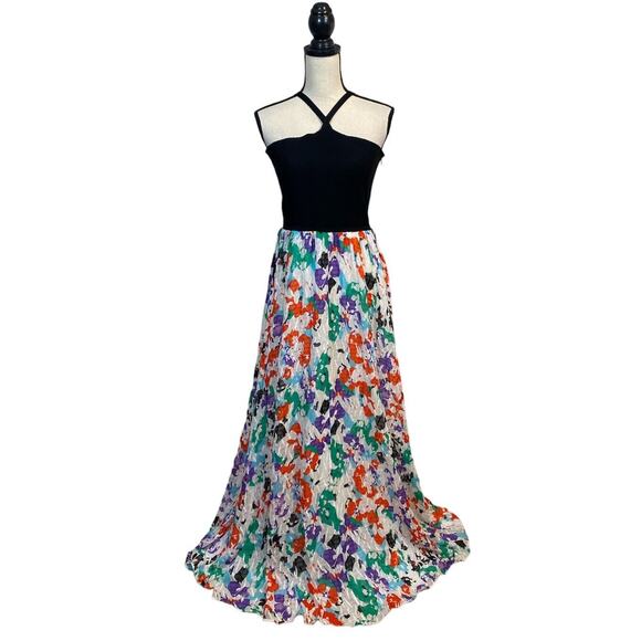 Tanya Taylor Fifi Long Silk Blend Maxi Dress Halter Multicolor Fairy Size Large